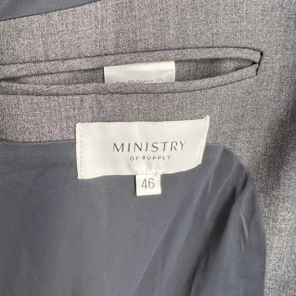 Ministry of Supply Gray‎ Stretch Blazer Jacket Mens 46 Two Button Tech Fabric